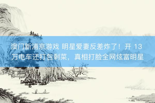 澳门新浦京游戏 明星爱妻反差炸了！开 13 万电车还打包剩菜，真相打脸全网炫富明星
